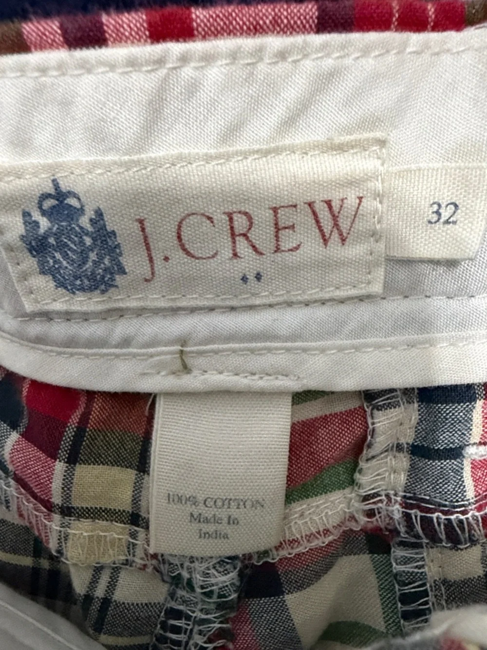 J. Crew Multicolor Plaid patchwork Cotton Shorts waist 32